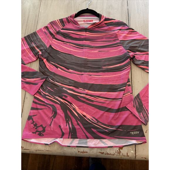 Terry Precision Soleil Pink Gray Swirl Cycling Jersey Women's Sz XXL Long Zipper - Picture 1 of 9